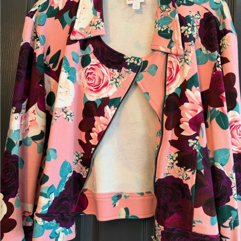 LuLaRoe Pink Floral Presley Bomber Jacket